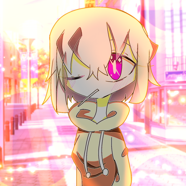 飴を食べながら歩く少女