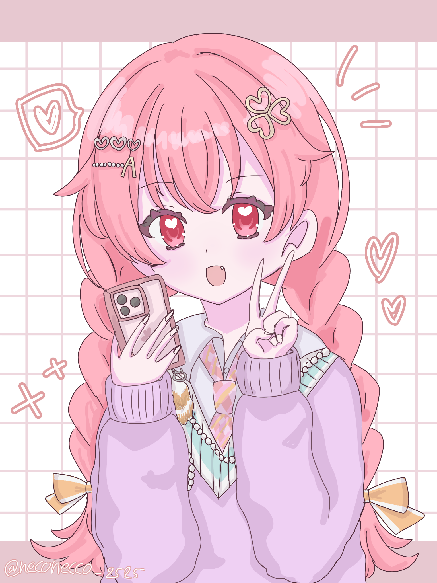 ホ*ビ様 手描きイラスト　ピンク 🩷📱 - ibisPaint