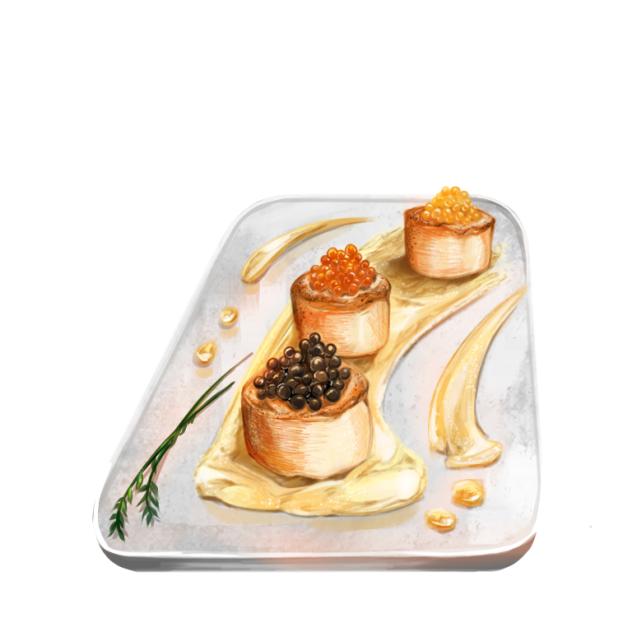 scallops with variant of caviar