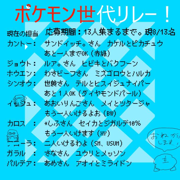 ポケモン世代リレー現在の参加者2