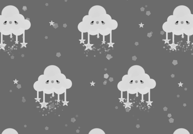 Cute cloud pattern(grayscale) - ibisPaint