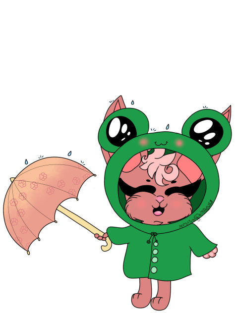 Pink Bunny In Froggy Raincoat -