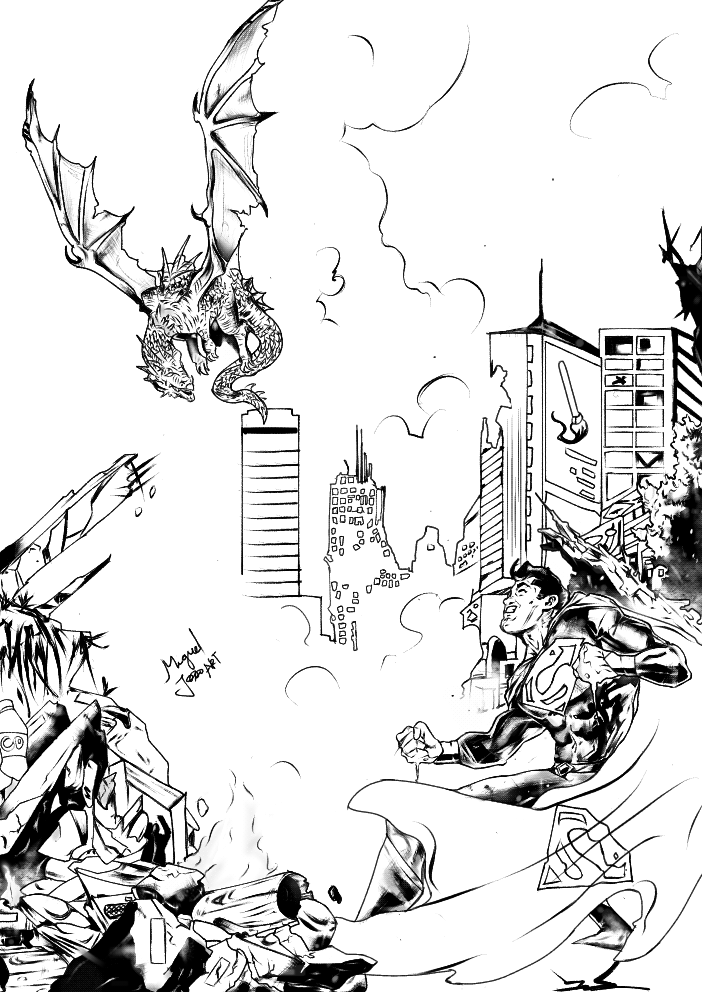 Super Man vs Dragon - ibisPaint