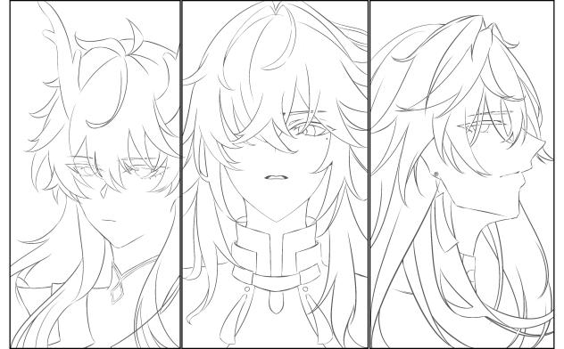 スタレ　3人組　1つ目　線画