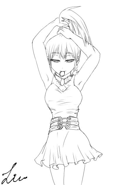 メル姉オフショット（塗り絵用線画）