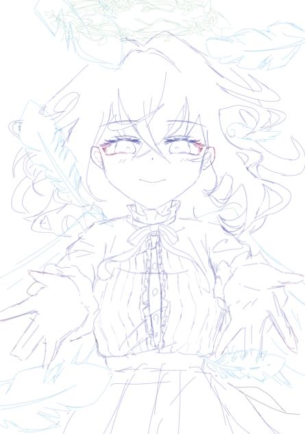 水色×天使リレー　塗り絵