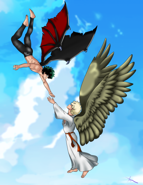 Devil Deku and angel bakugou