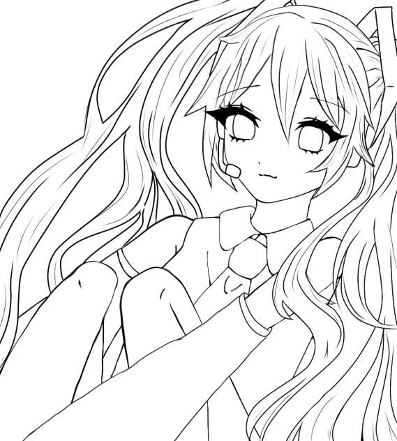 ミク 線画 ぬり絵 - ibisPaint