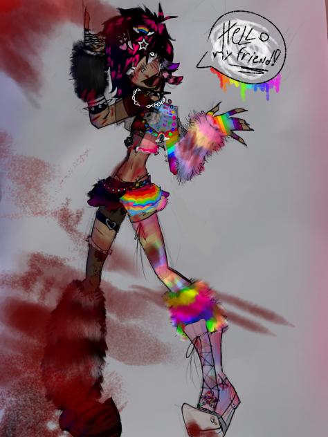 hi friend! (with blood for some reason)