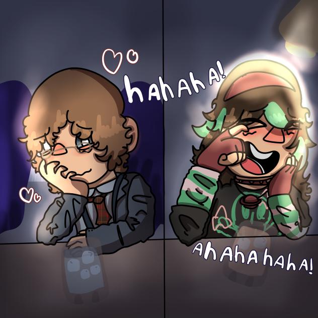 Oliver and Emily being happy