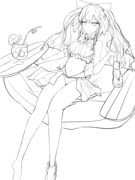 夏い 線画
