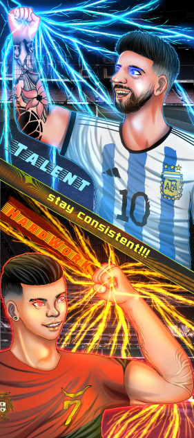 Messi Argentina and Ronaldo Portugal