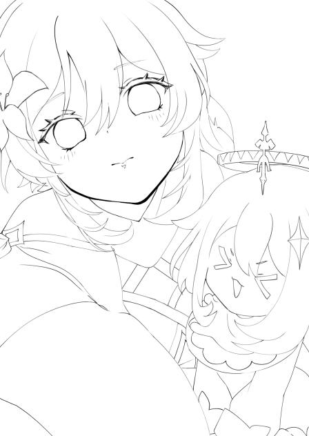 蛍&パイモン　線画