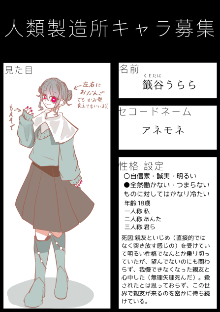 人類製造所キャラ募集