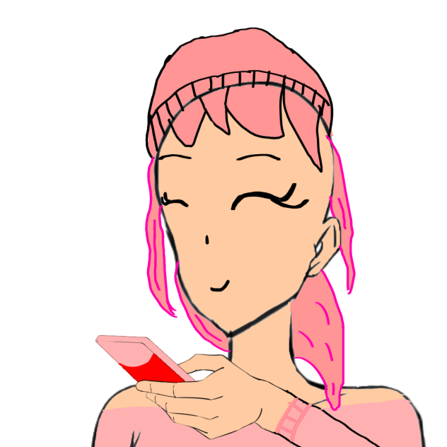 Girl holding phone at winter
