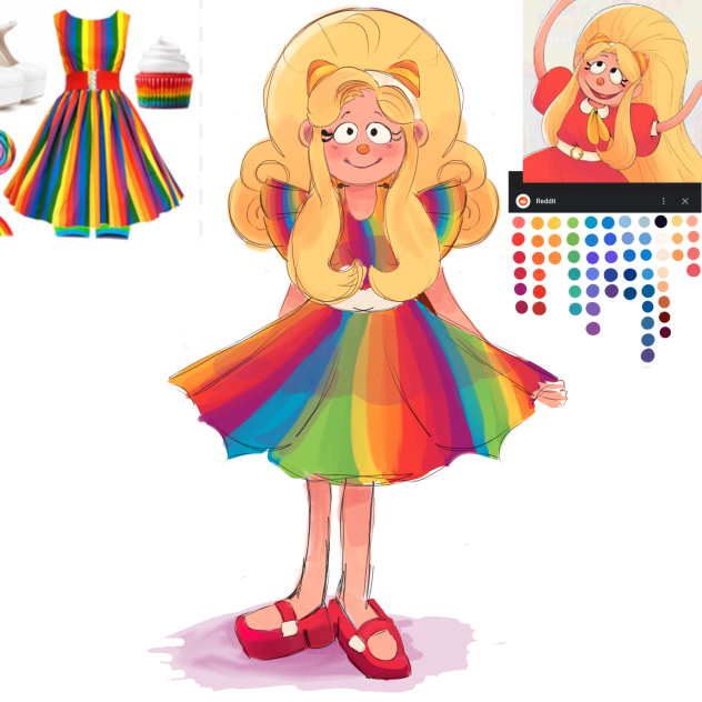 Julie's rainbow outfit