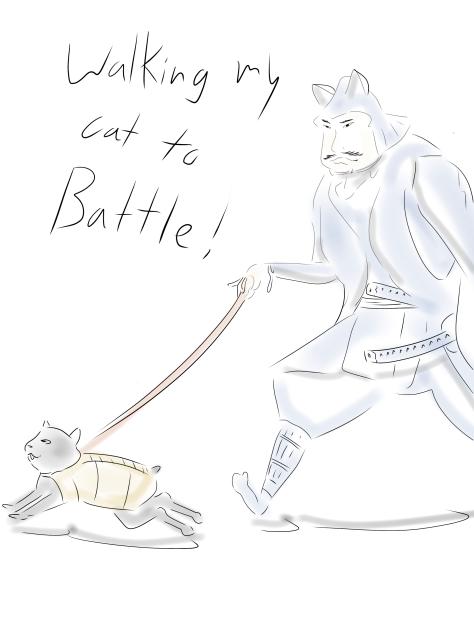 侍と猫のお散歩