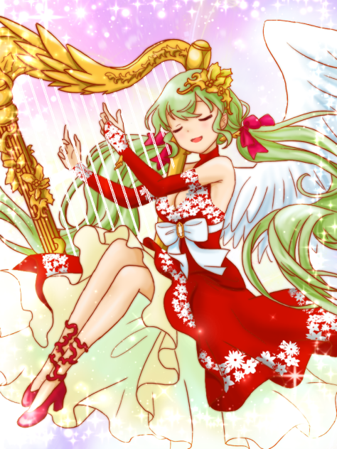 オセロニア クリスマスハーピストエンジェル 線画塗り絵