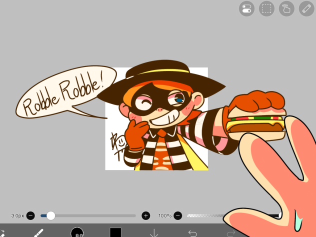 ハンバーガー盗まれた
