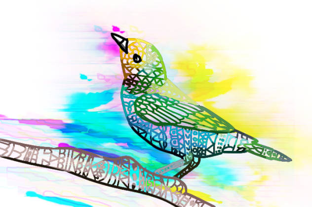 watercolor bird - ibisPaint
