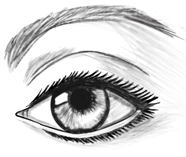 black and white realistic eye