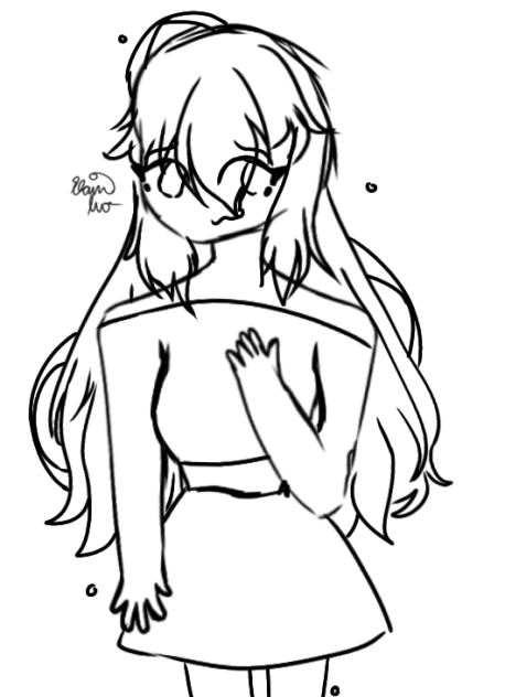 A Girl with Relly Messy Hair Sketch