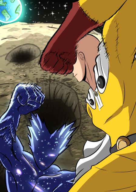 Cosmic Garou vs Saitama fan art 2026