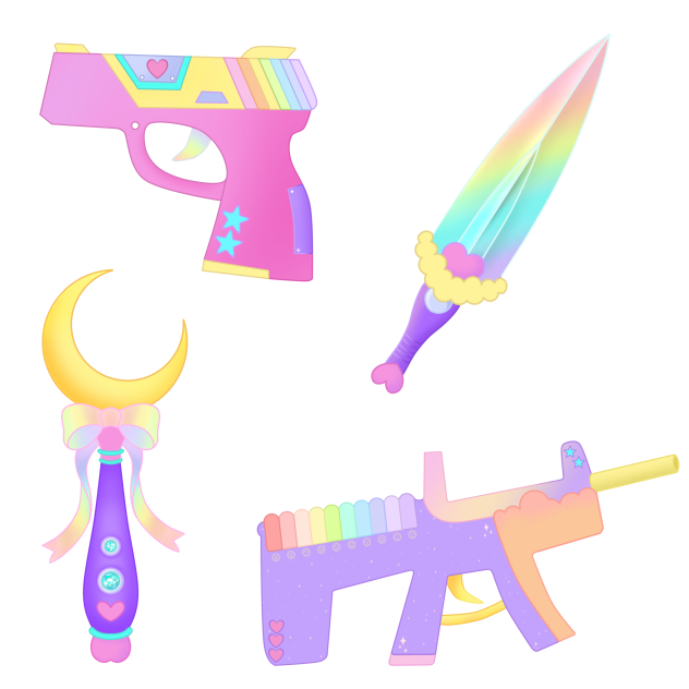 cute weapons 🔫 , 🗡, ⛏️