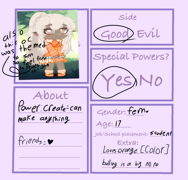 Woo hoo another character sheet