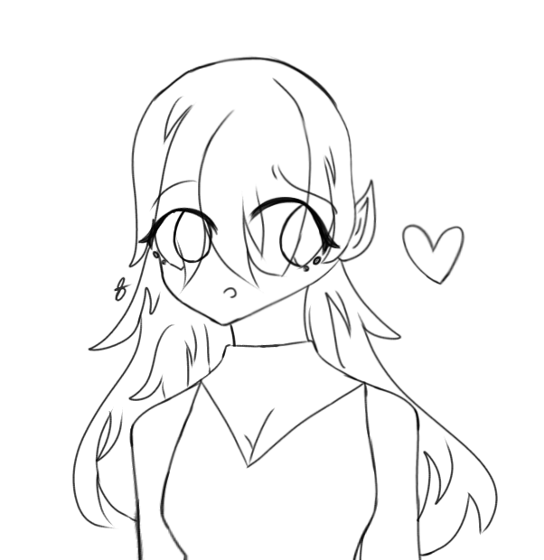 Girl With cute Hair Lineart