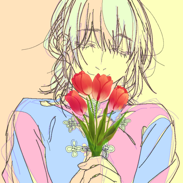 中華テイストとチューリップ