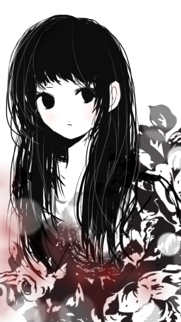 黒髪ロング少女。