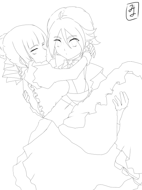 お姫様だっこ　line art