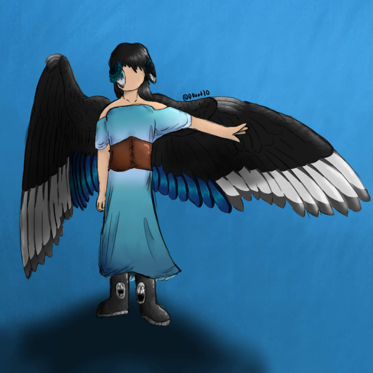 Person with bird wings-Magpie version! - ibisPaint