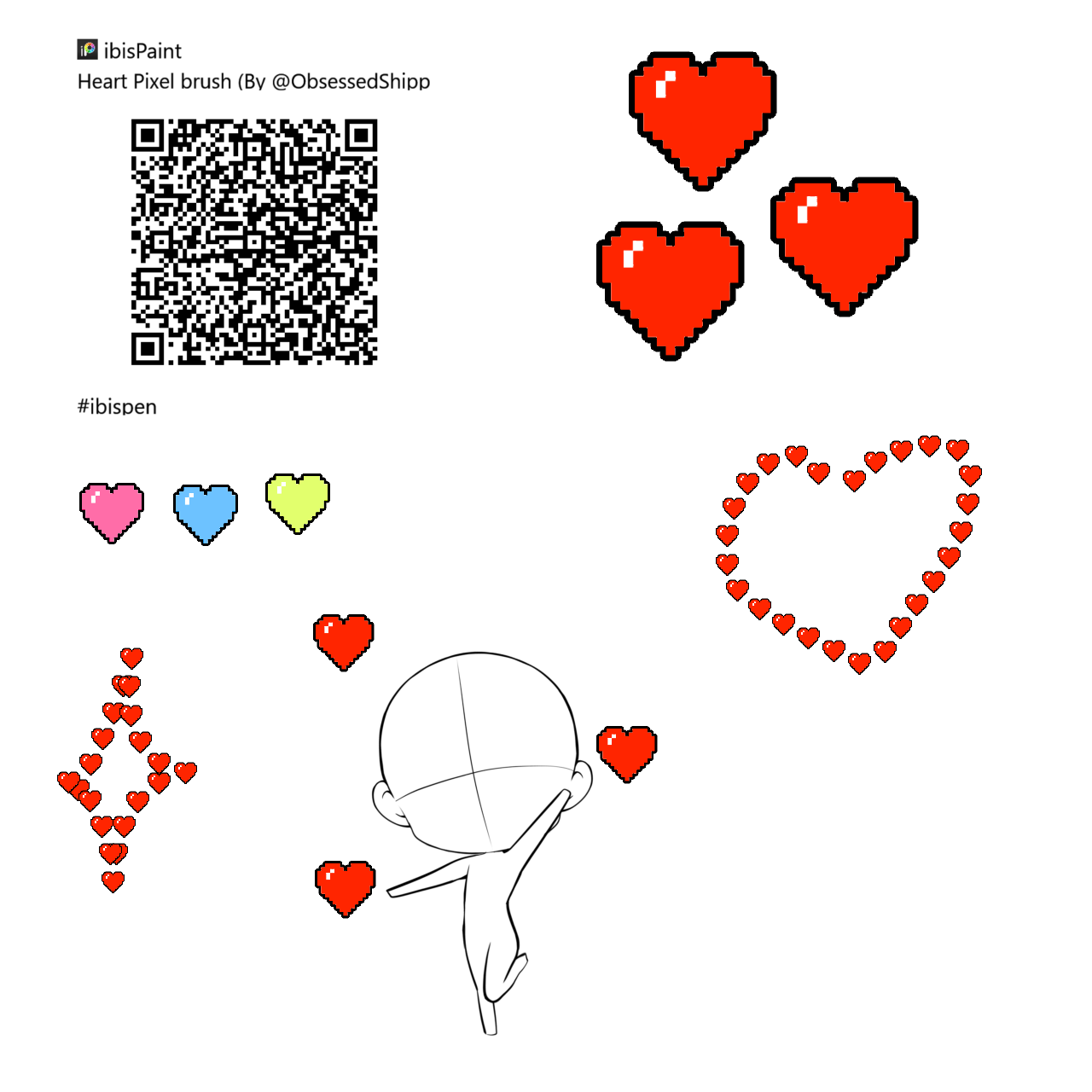 Heart Pixel brush [Colorable] - ibisPaint
