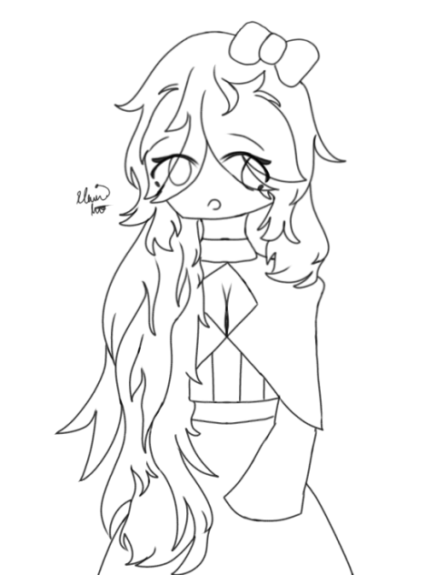 A Girl with Hair From One Side Lineart