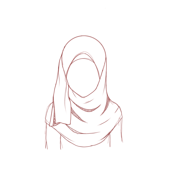 line art girl with hijab - ibisPaint