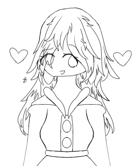 A Girl that has Unique Clothing Lineart