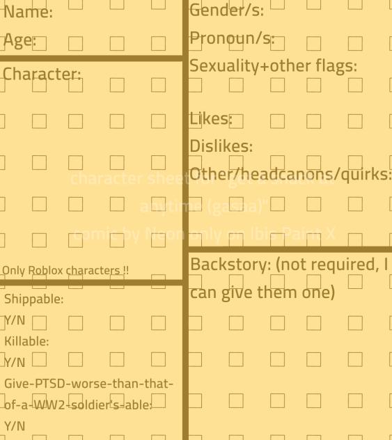 Character Sheet - get a snack at anytime