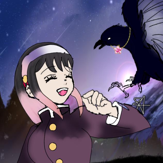 Ayaka with her crow
