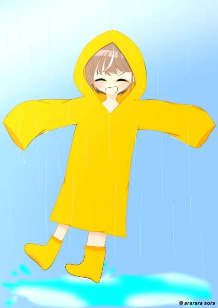 雨の中に女の子
