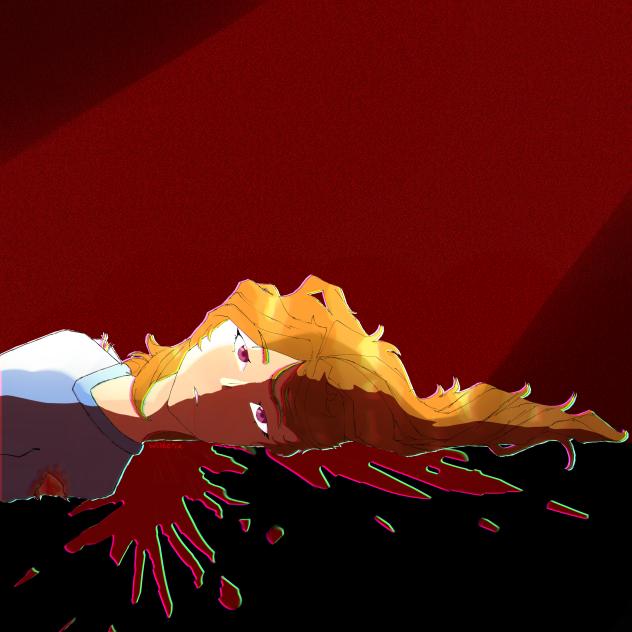 A girl... bleeding i guess