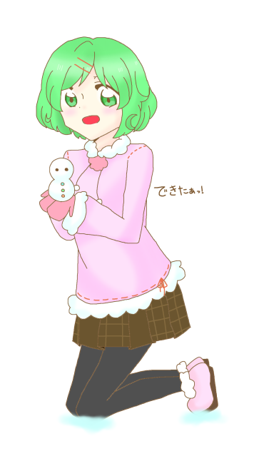 雪だるまを作る女の子