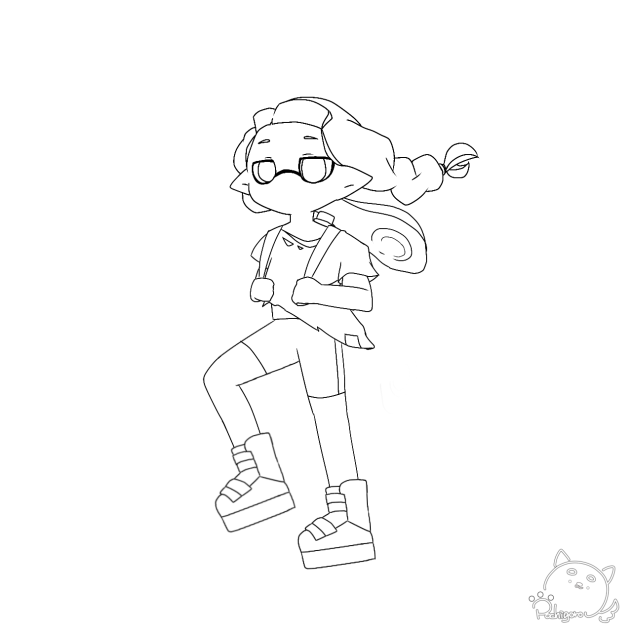 強風オールバック イカガールver. 線画