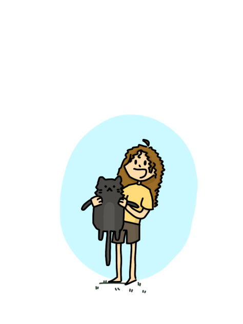 My sister with our cat