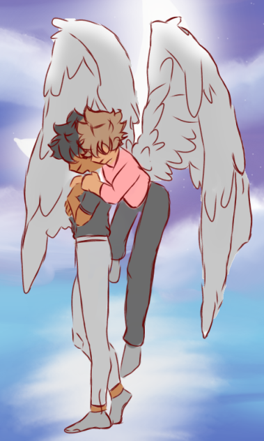 an angel and a boy