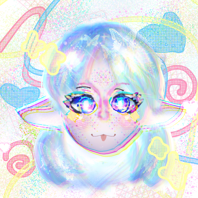 cute anime girl alien rainbow hyper-pop