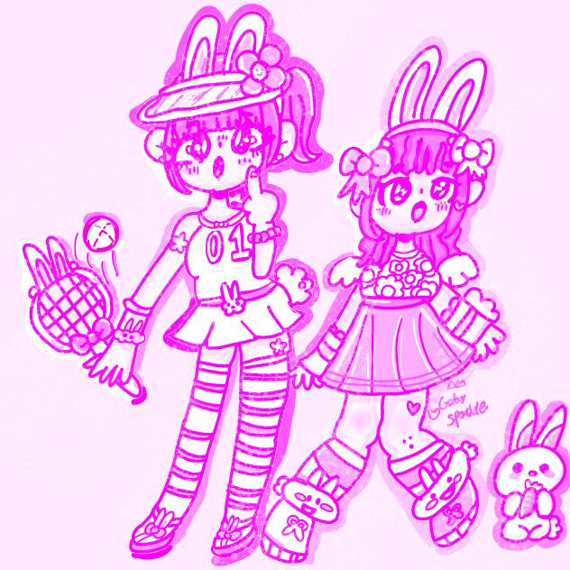 kawaii bunny tennis girls two