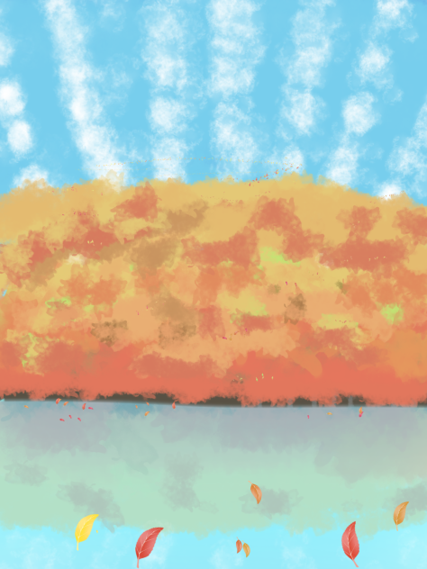 湖周辺の紅葉景色