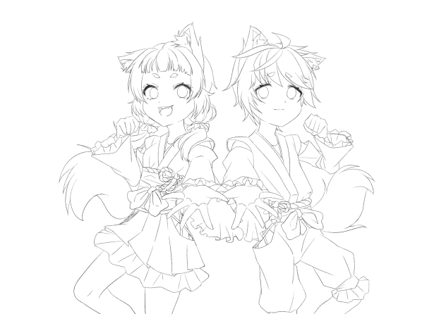 ケモ耳🦊 ぬりえ